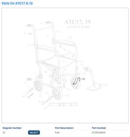 Front Fork for 10950 Transport Chairs