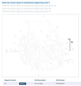 Full Arm Assembly for Drive Silver Sport  Right  1ea