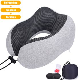 U Shaped Memory Foam Neck Pillows Soft Slow Rebound Space Travel Pillow Massage Sleeping Airplane Pillow Neck Cervical Bedding (Ships From: China, Color: Upgrade A Grey)