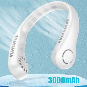 USB Portable Hanging Neck Fan Cooling Air Cooler Wearable Neck Air Conditioner (Color: White)