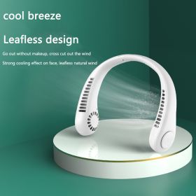 Hanging Neck Fan Portable Cooling Fan USB Leafless 360 Degree Neckband Fan 78 Surround Air Outlets 4000Mah Rechargeable (Color: White)