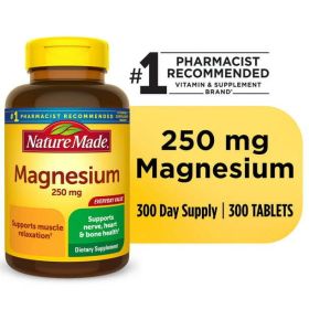 Nature Made Magnesium Oxide 250 mg Tablets; Dietary Supplement; 300 Count (Brand: Nature Made)