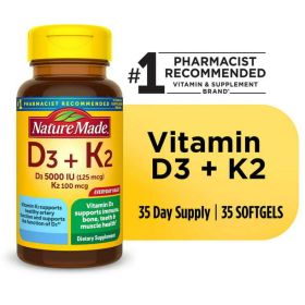 Nature Made Vitamin D3 K2 Softgels; Dietary Supplement; 35 Count (Brand: Nature Made)