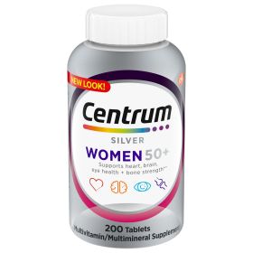 Centrum Silver Multivitamins for Women Over 50; Multimineral Supplement; 200 Count (Brand: Centrum)