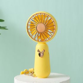 Mini Fan USB Rechargeable Portable Hand Fan (Color: Yellow)