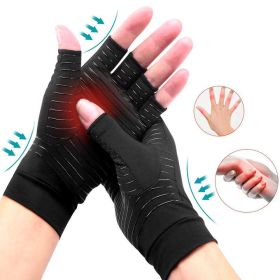 Compression half-finger Gloves (Color: Black, size: L)