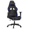 Massage Gaming Chair with Footrest Black&Blue Faux Leather